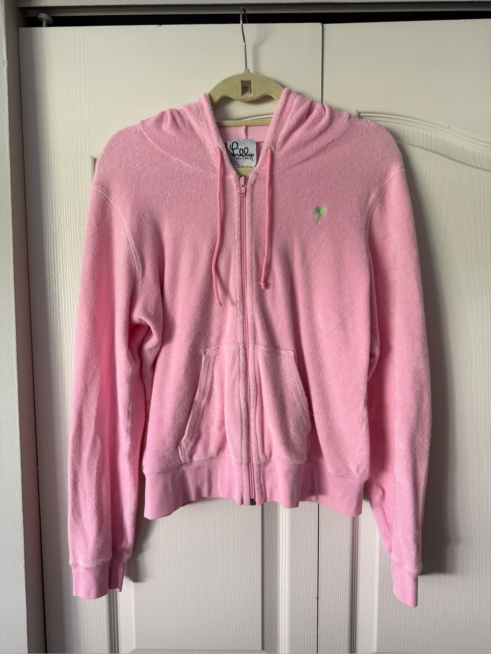 Vintage Lilly Pulitzer Pink Hooded Zip Terry Jacket